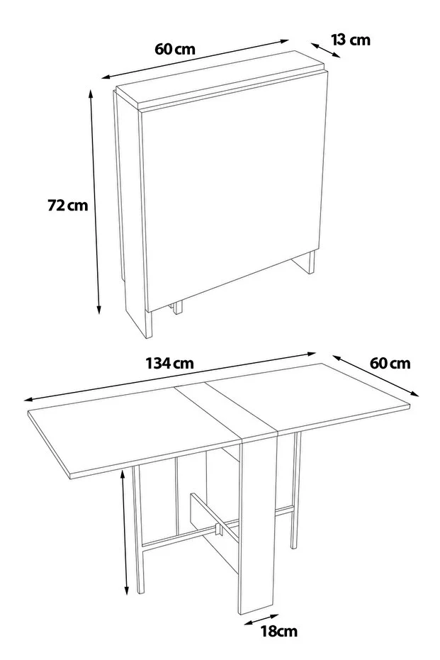 Flamingo Pratik Katlanır Beyaz Masa Portatif Yemek ve Mutfak Masası